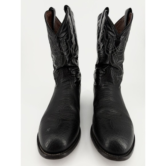 Tony Lama CT456 Black Leather Western Rodeo Cowboy Boots USA Men's 10 EE Vintage - Picture 8 of 11